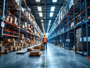 Magazijn voor-en-na vergelijking: chaotische opslag links versus georganiseerde stellingensystemen en veilige werkpraktijken rechts