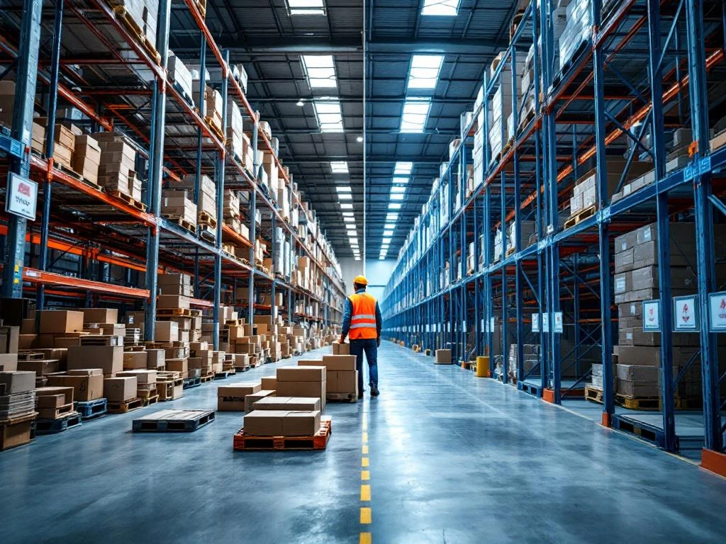 Magazijn voor-en-na vergelijking: chaotische opslag links versus georganiseerde stellingensystemen en veilige werkpraktijken rechts